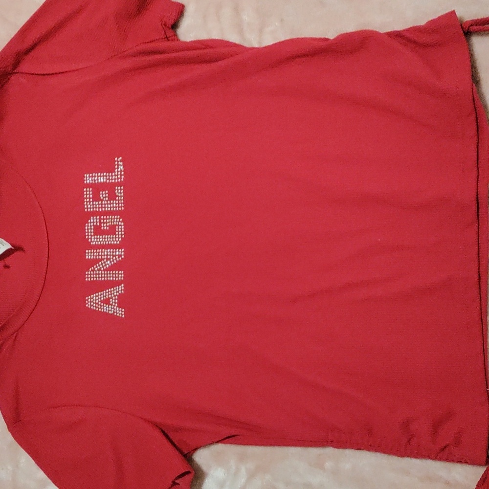Angel Kids Sparkle Tee in Vibrant Red